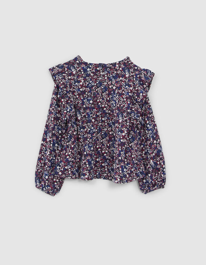 T-shirt marine imprimé étoiles et coeurs fille