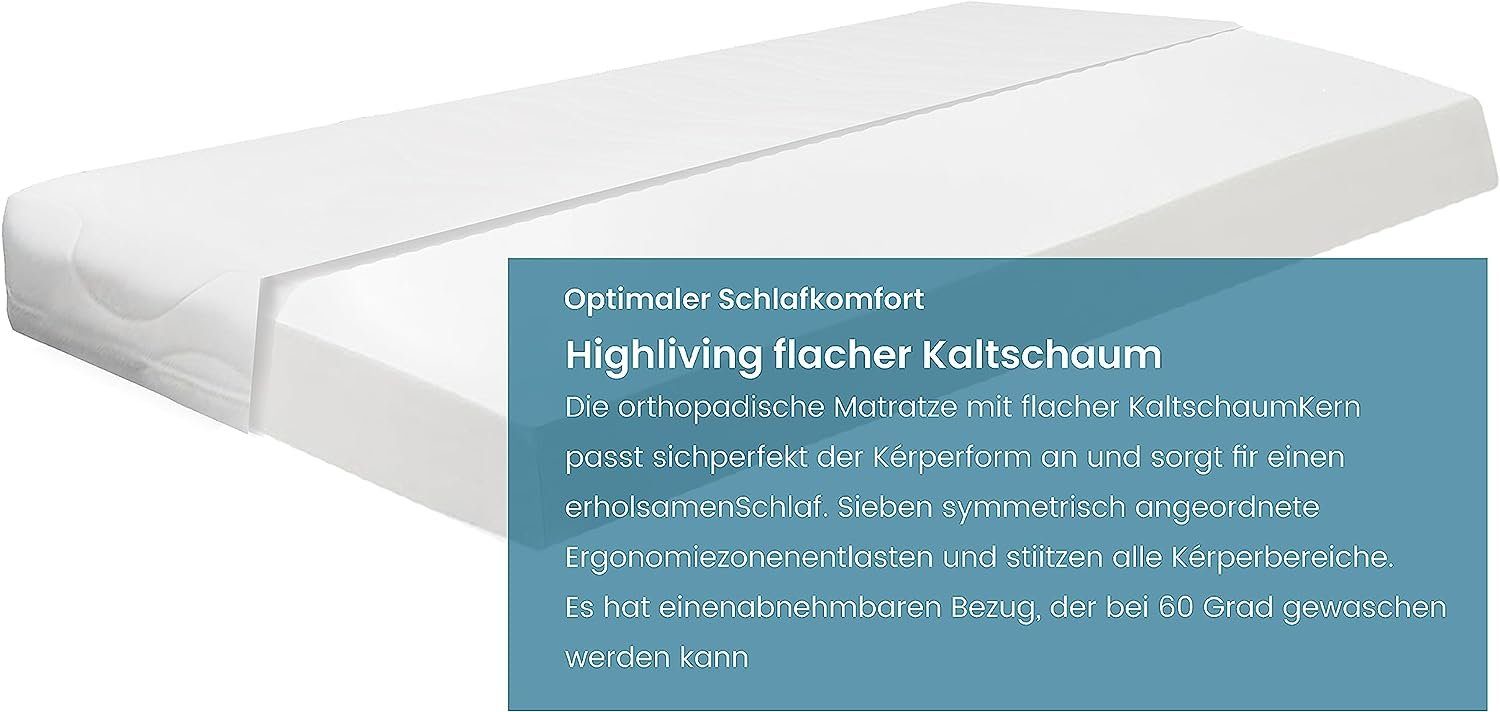 Komfortschaummatratze Matratze Komfortschaum Kaltschaummatratze 13cm hoch Härtegrad H2 & H3, HIGH LIVING