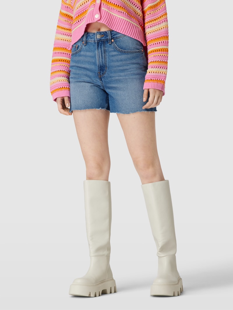 Mom Fit Jeansshorts mit ausgefranstem Saum in jeans