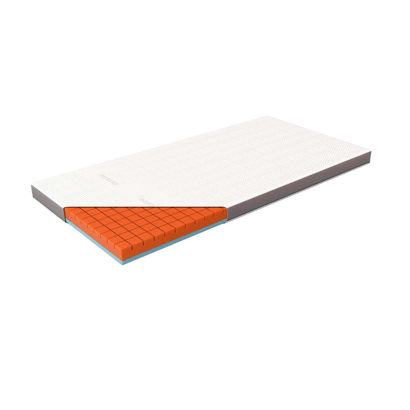 Matratzenauflage eazzzy Premium Cube Topper, 100 x 200 x 9 cm Genius, 2-Seiten-Wendetopper (weiche & feste Seite) für Matratze