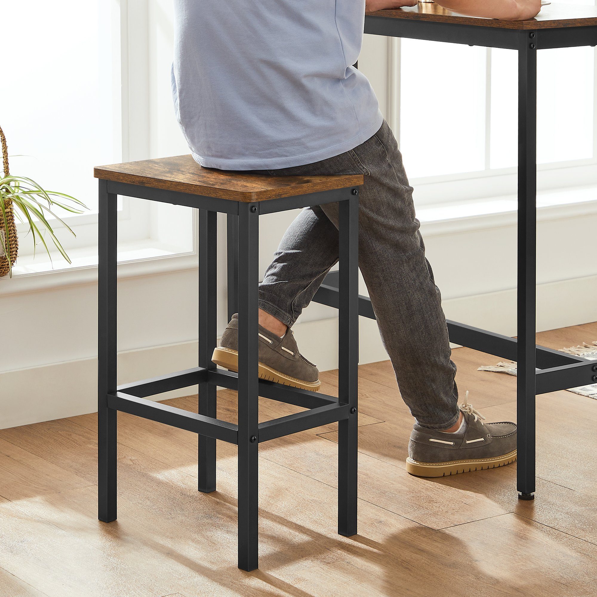 VASAGLE Bartisch Bartisch-Set, Stehtisch(100x40x90cm) mit 2 Barhockern