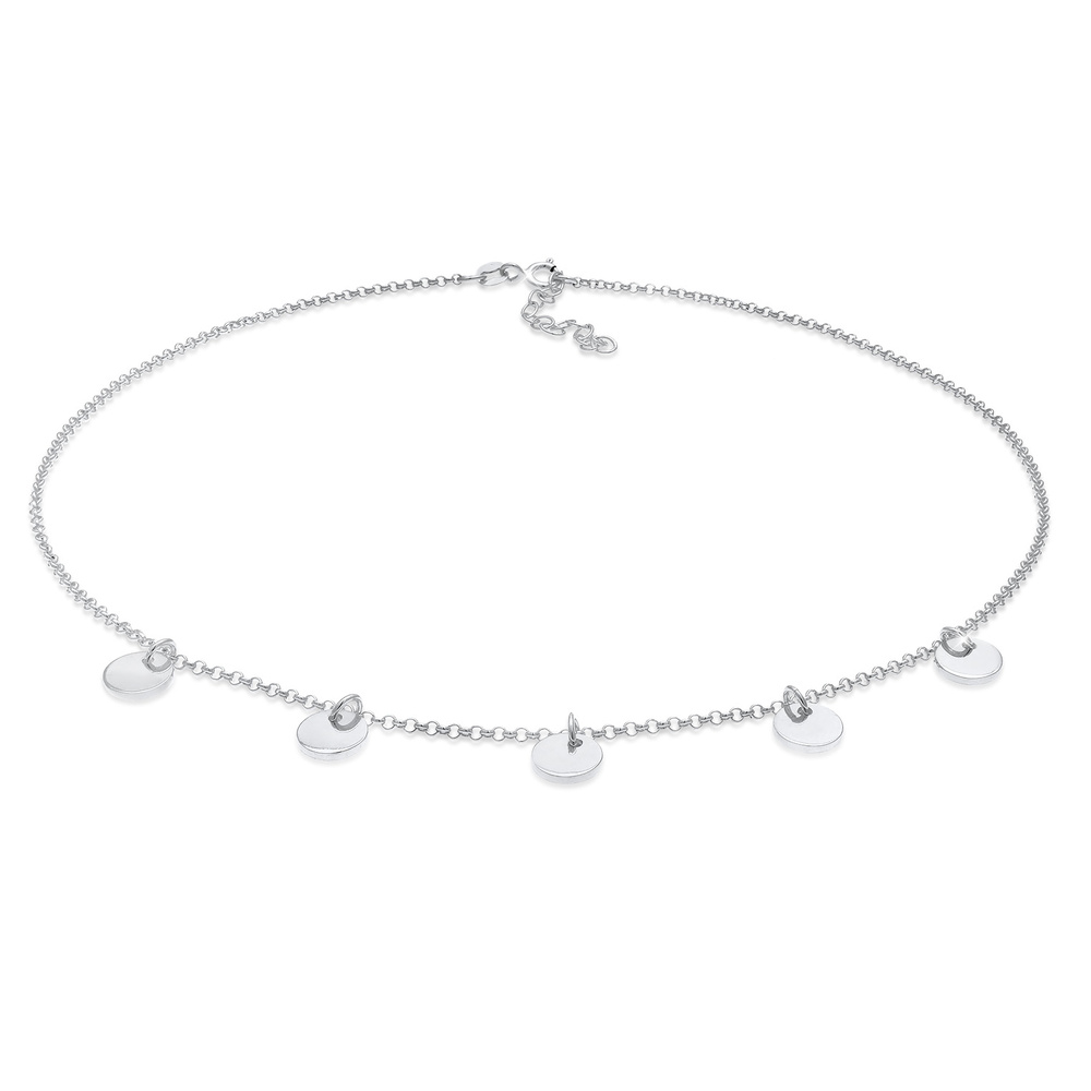 Elli Elli Collier Collier ras de cou pour dames Geo Platelet Round 925 Sterling Silver collier