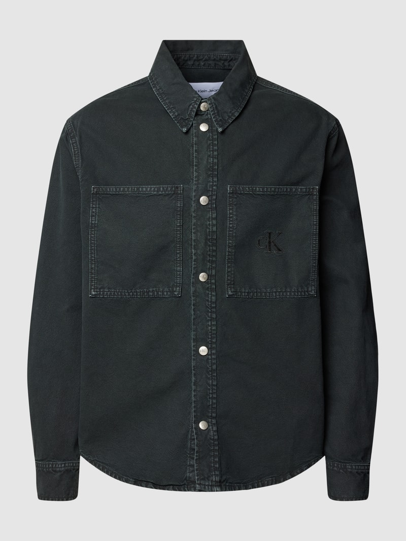 Freizeithemd mit Label-Stitching Modell 'CANVAS' in black