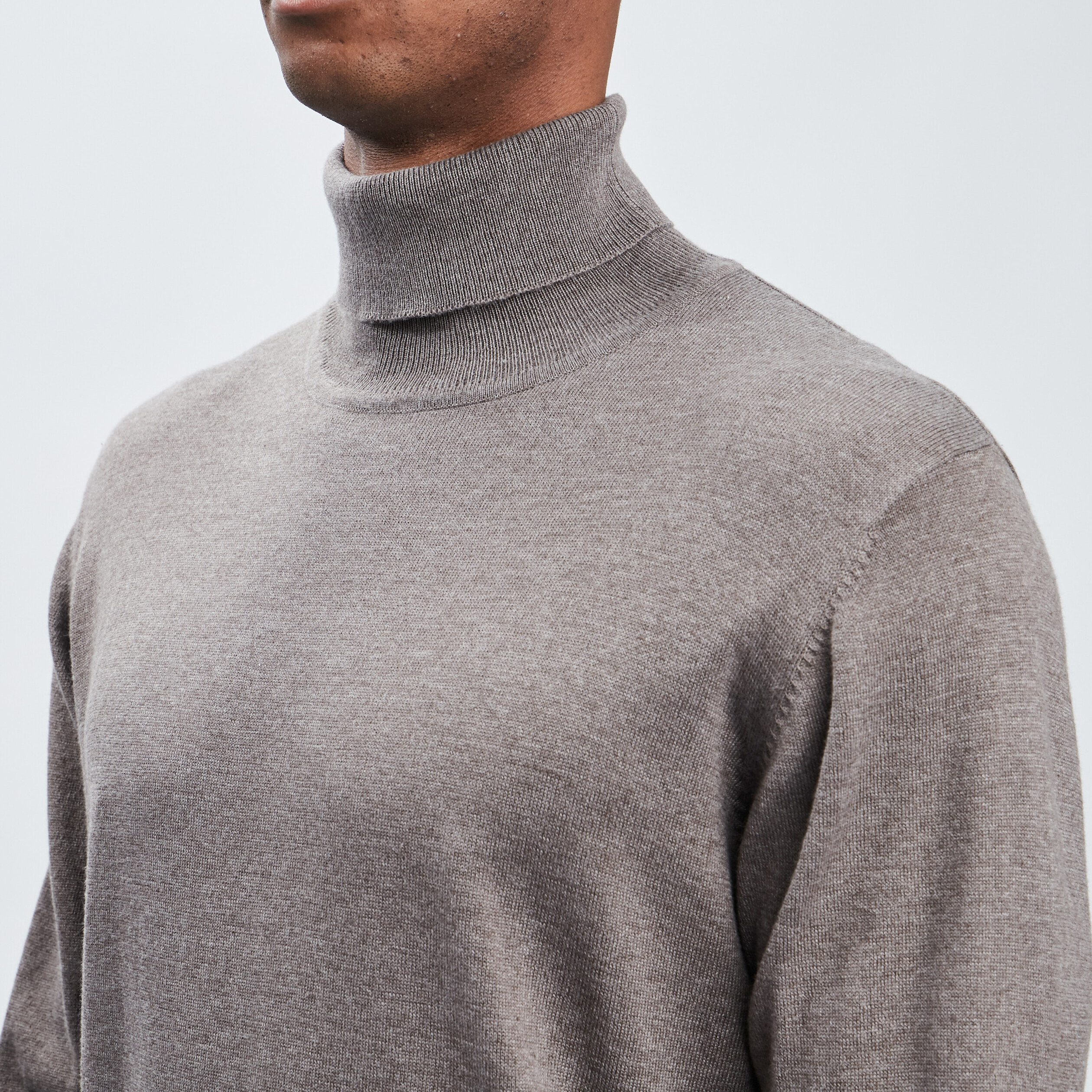 Pull avec col roulé taupe homme | La Halle