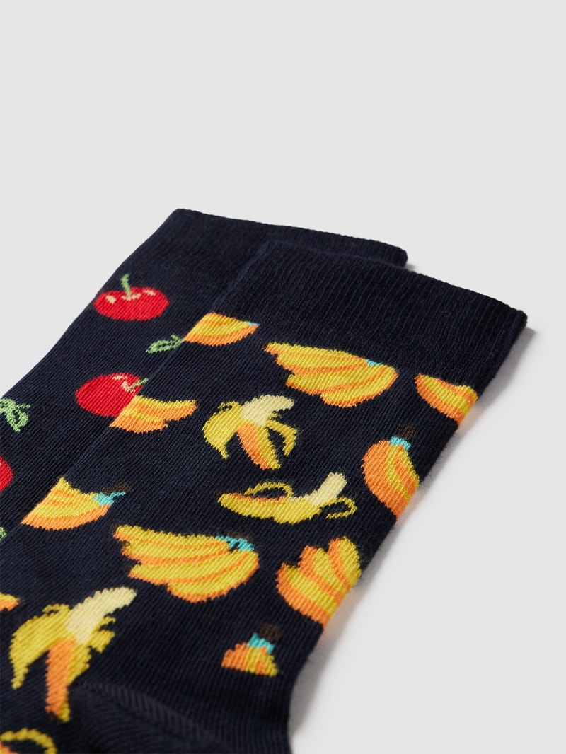 Socken mit Allover-Muster Modell 'Cherry' in marineblau