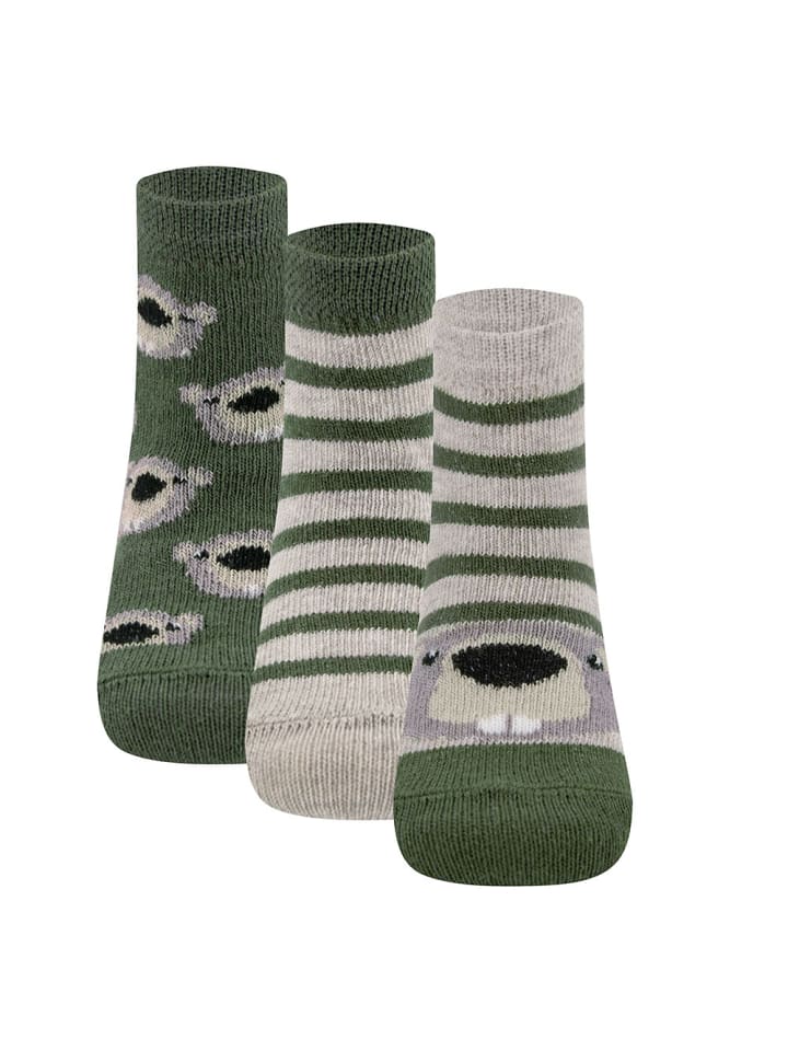ewers 3er-Set Socken 3er Pack Biber in oliv- dunkel beige mel. günstig kaufen