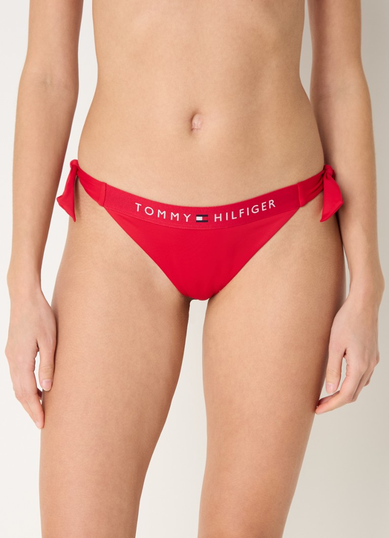 Slip de bikini cu bandă la talie și logo Tommy Hilfiger