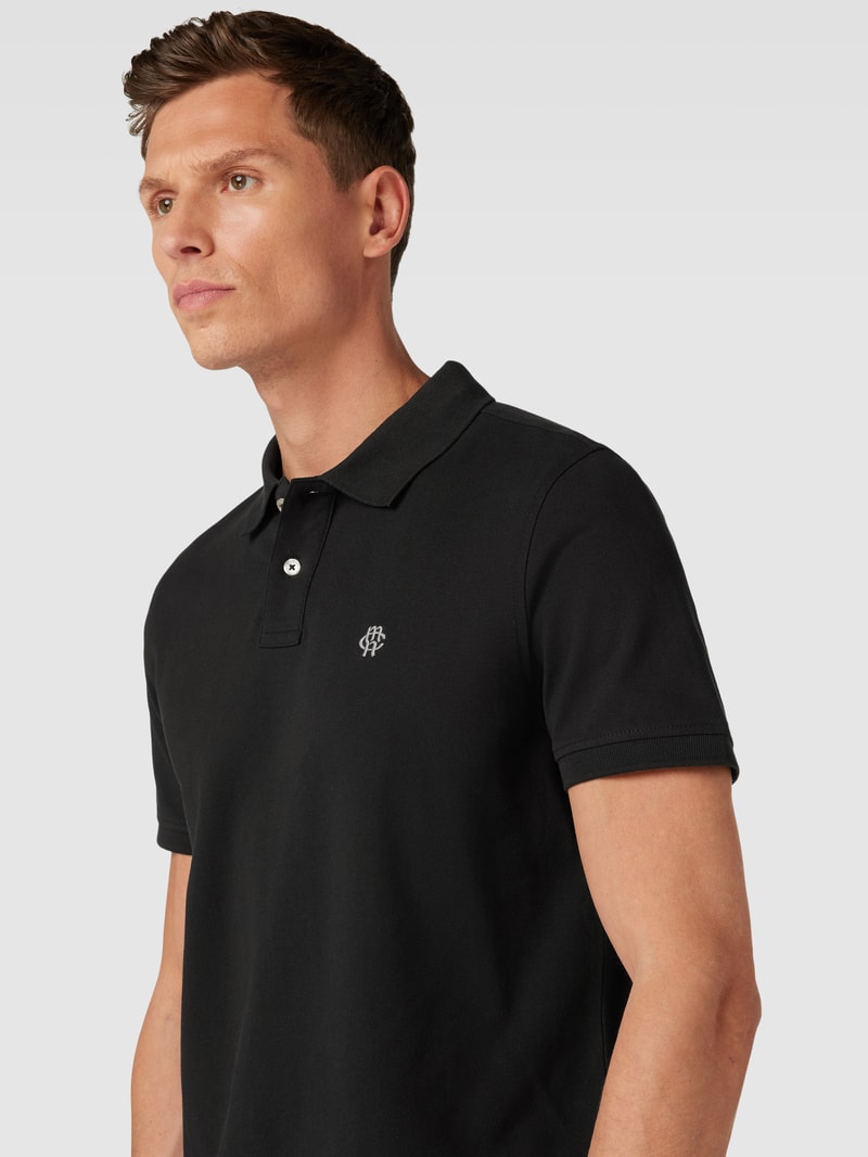 Poloshirt mit Label-Stitching in schwarz