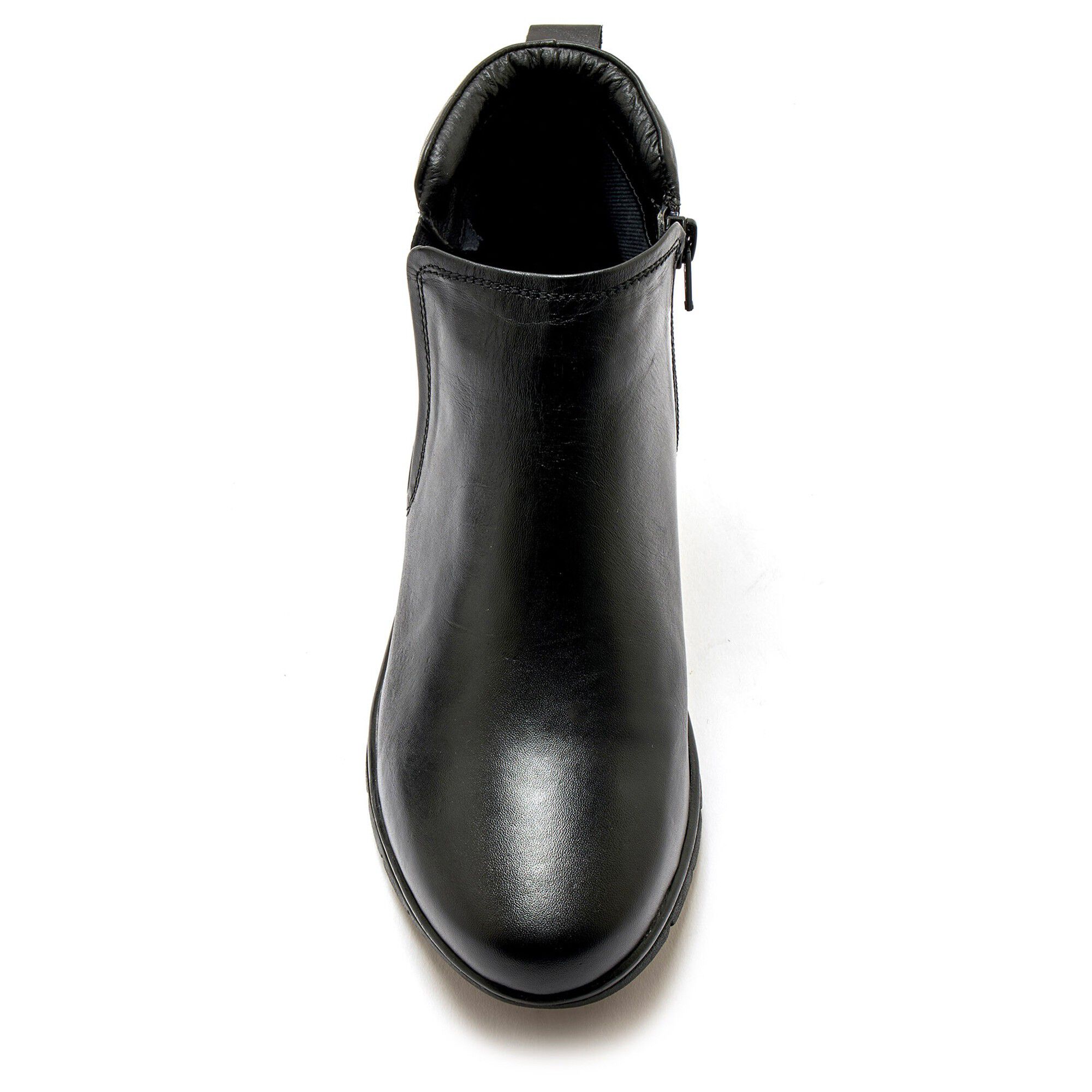Boots zippées doublées Grande largeur en cuir