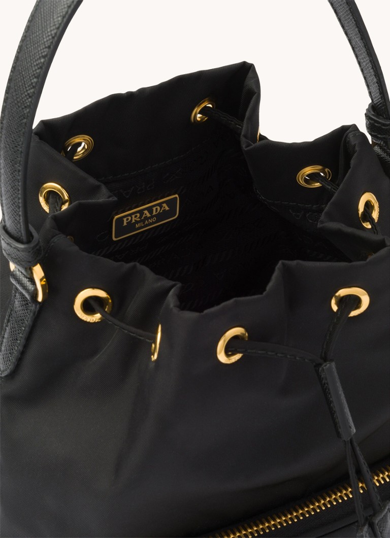 Prada Duet Re-Nylon -olkalaukku nahkayksityiskohdilla