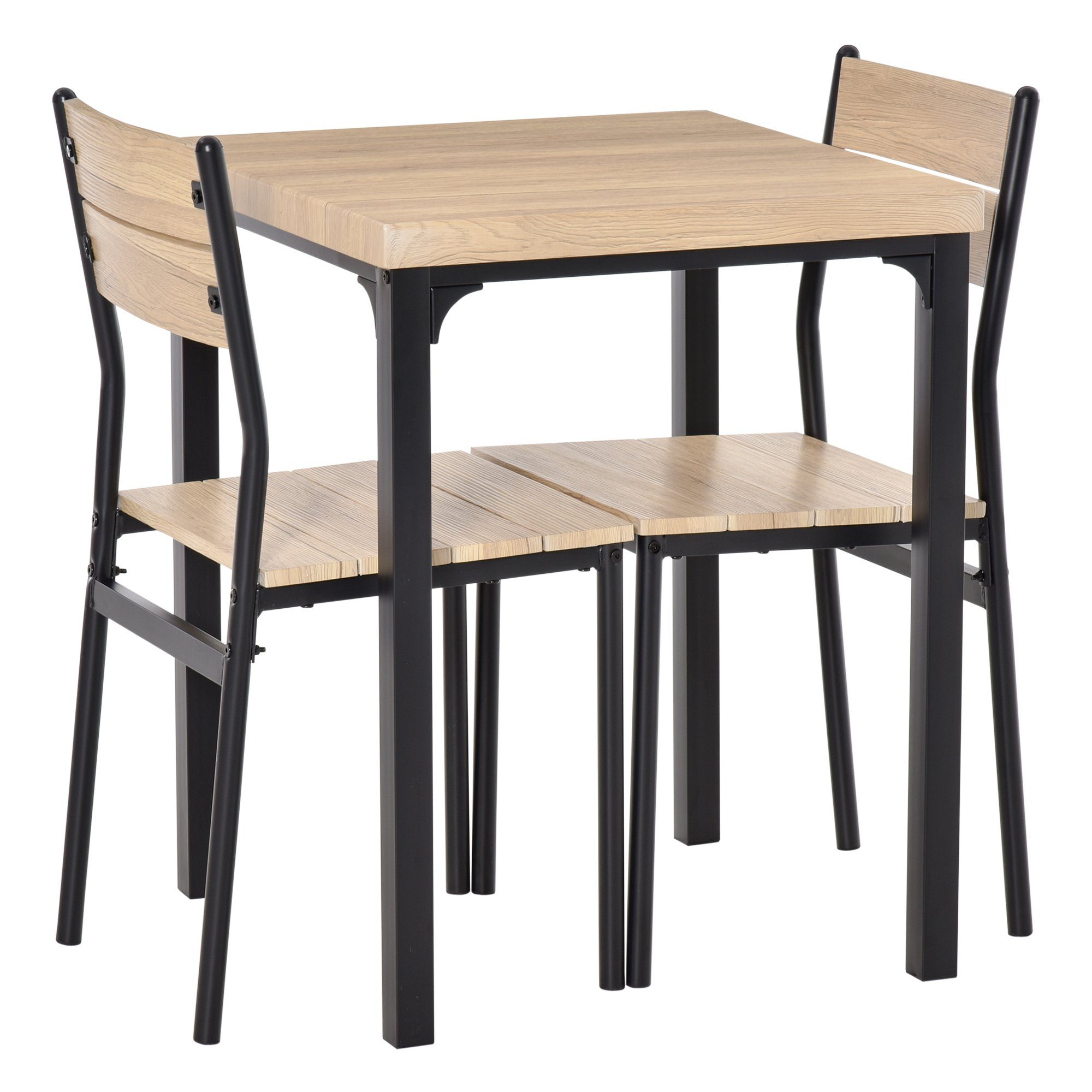 HOMCOM Sitzgruppe Esstisch-Set mit 1 Tisch + 2 Stühlen