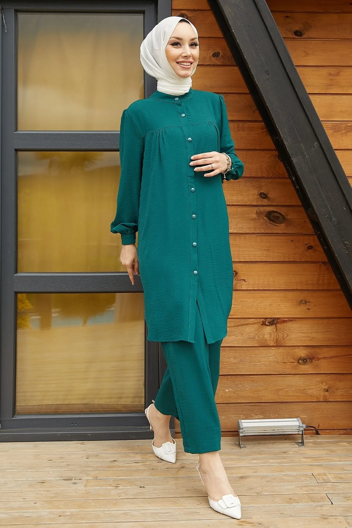 InStyle  Arfa Ayrobin Casual Set mit Knöpfen - Petrolgrün