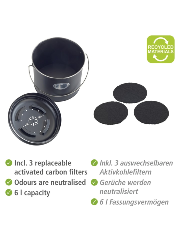 Wenko Komposteimer Mod. Nero 6 L, Komposteimer Nero 6 L in Schwarz günstig kaufen onesize