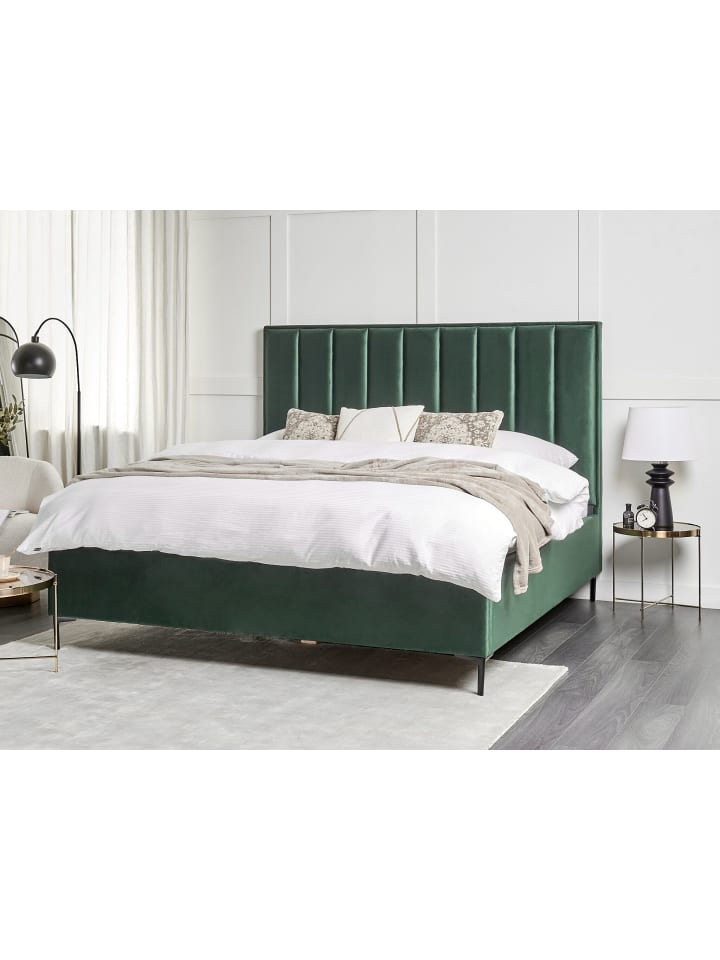 Beliani Doppelbett SEZANNE in Grün/Schwarz - (W) 190 x (H) 142 x (L) 215 cm günstig kaufen onesize
