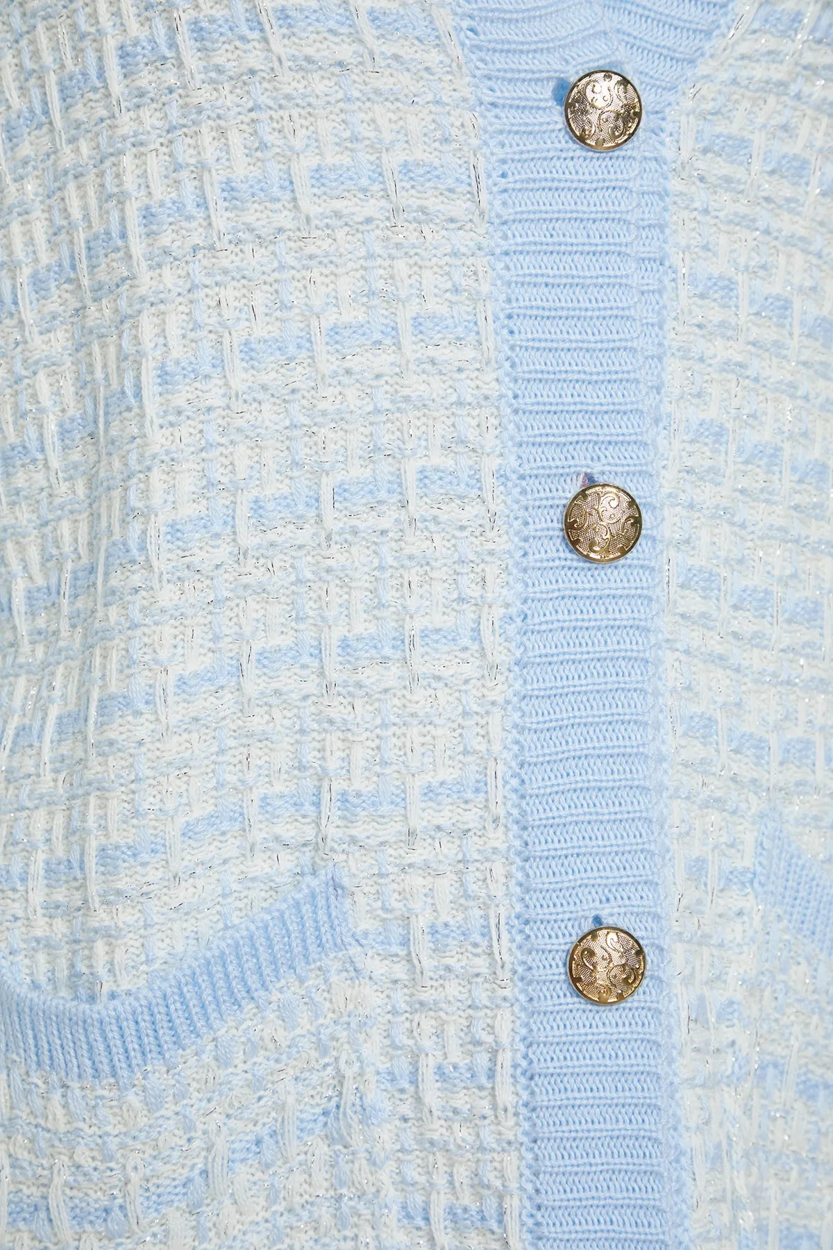 Trendyol Collection  Hellblauer, weiter Strickcardigan in Tweed-Optik mit Glitzer TWOAW21HI0250