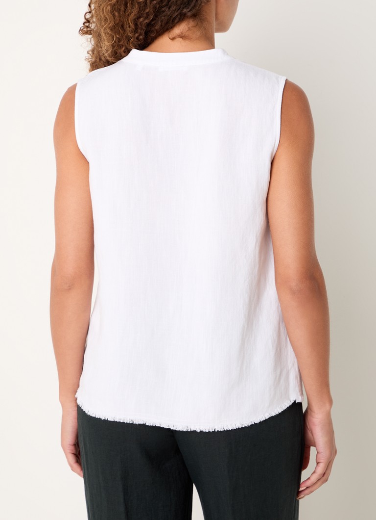 OPUS Fynx sleeveless top in linen blend with V-neck