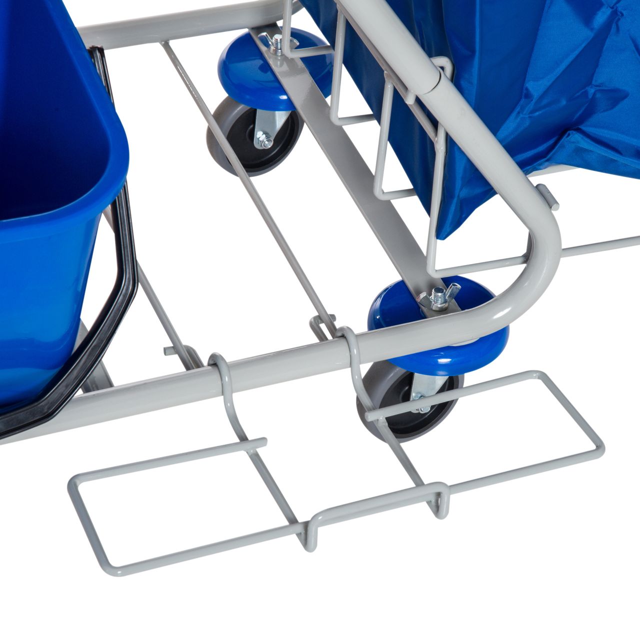 HOMCOM Putzwagen Reinigungswagen 4 Fahreimer Wischwagen Systemwagen mit Rollen Blau Orange 93 x 70 x 97 cm