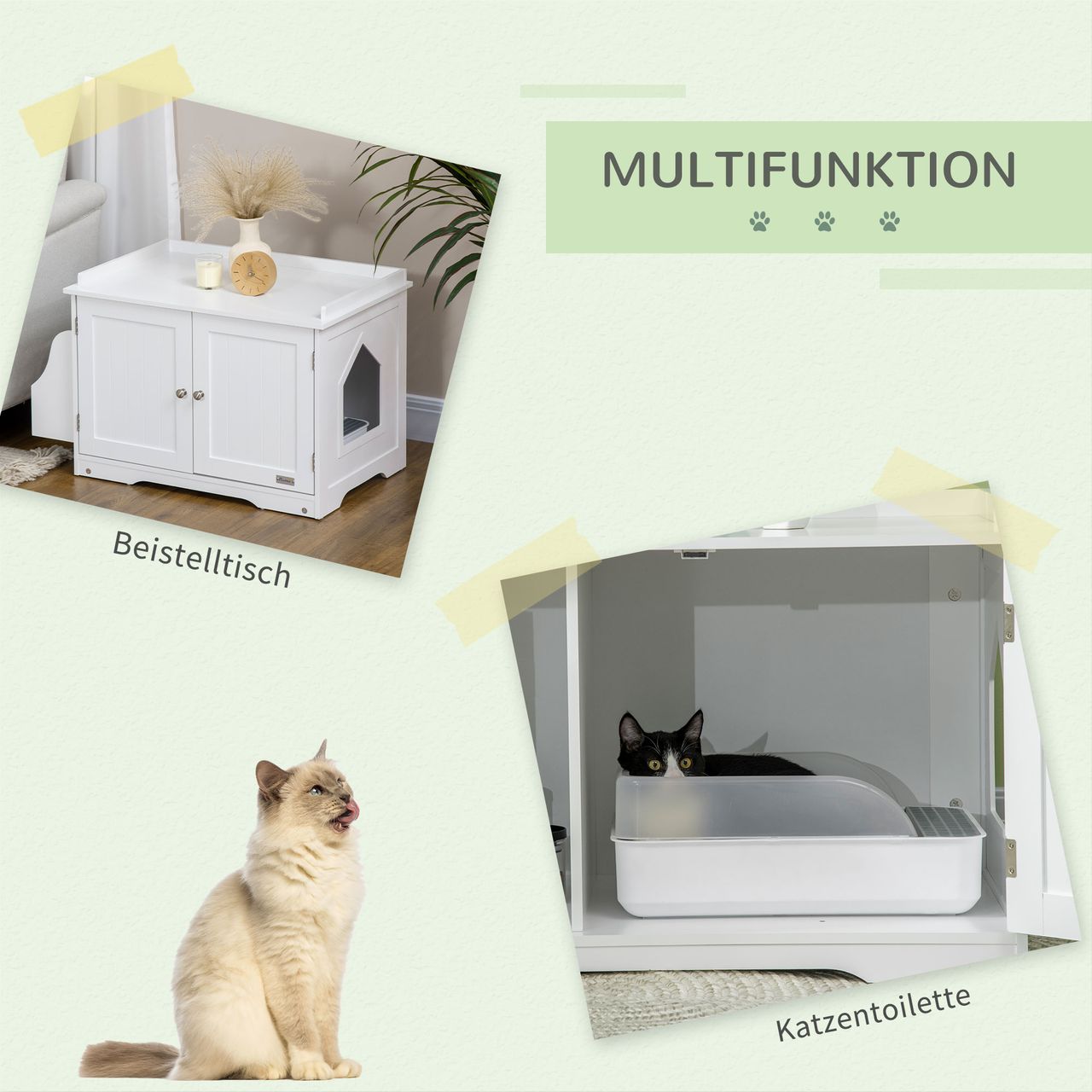 PawHut Katzenschrank für Katzentoilette, Katzenhöhle, Katzenklo mit Magnettüren