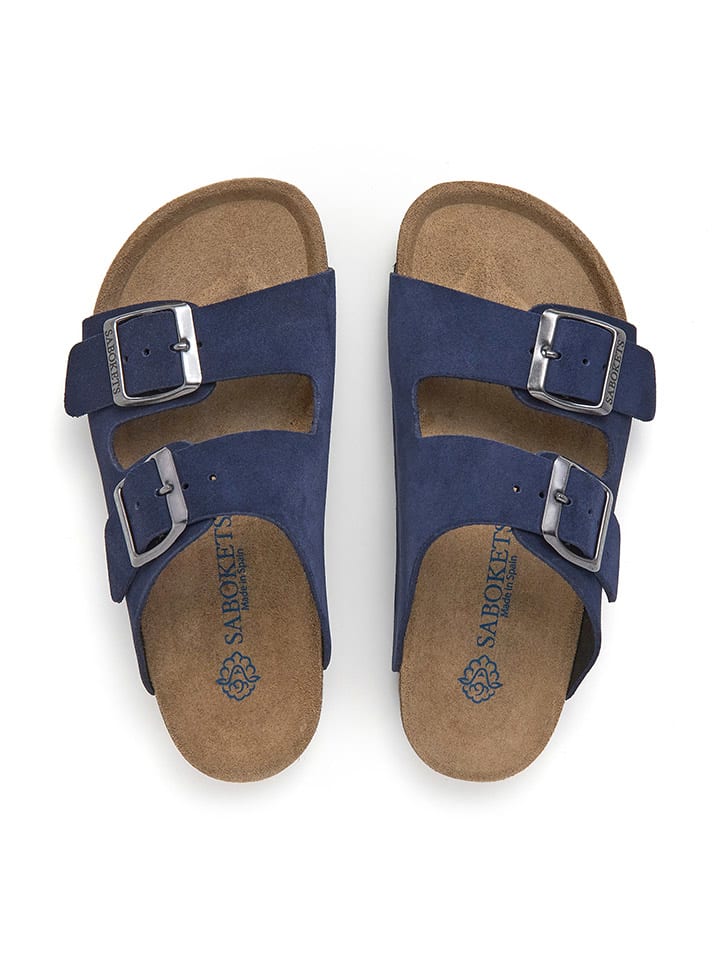 SABOKETS Leder-Pantoletten in Blau günstig kaufen