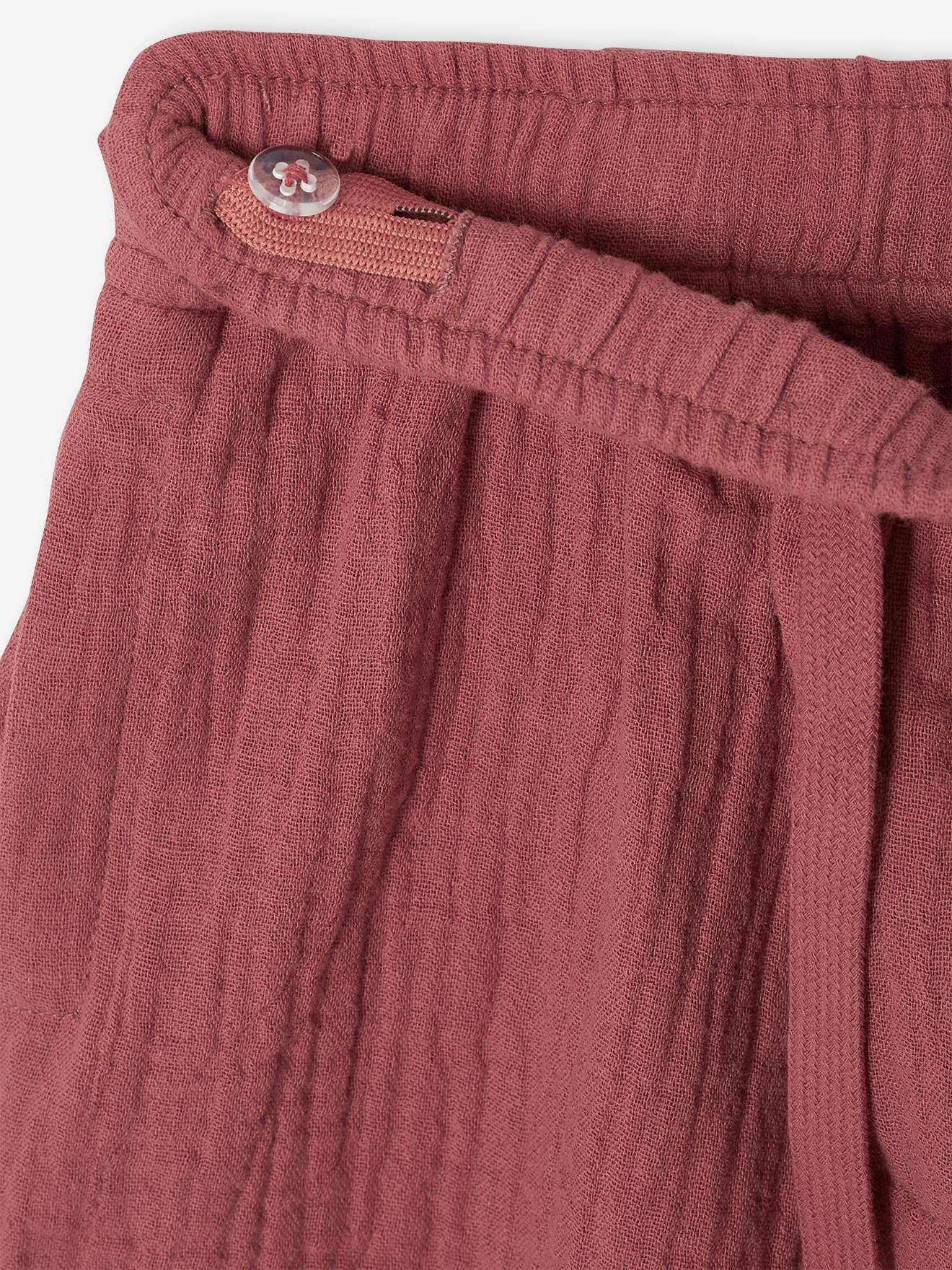 Ensemble tee-shirt et short en gaze de coton garçon terracotta