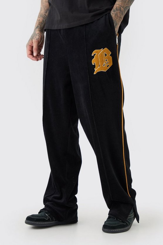 Tall breite Passform Velour Jogginghose