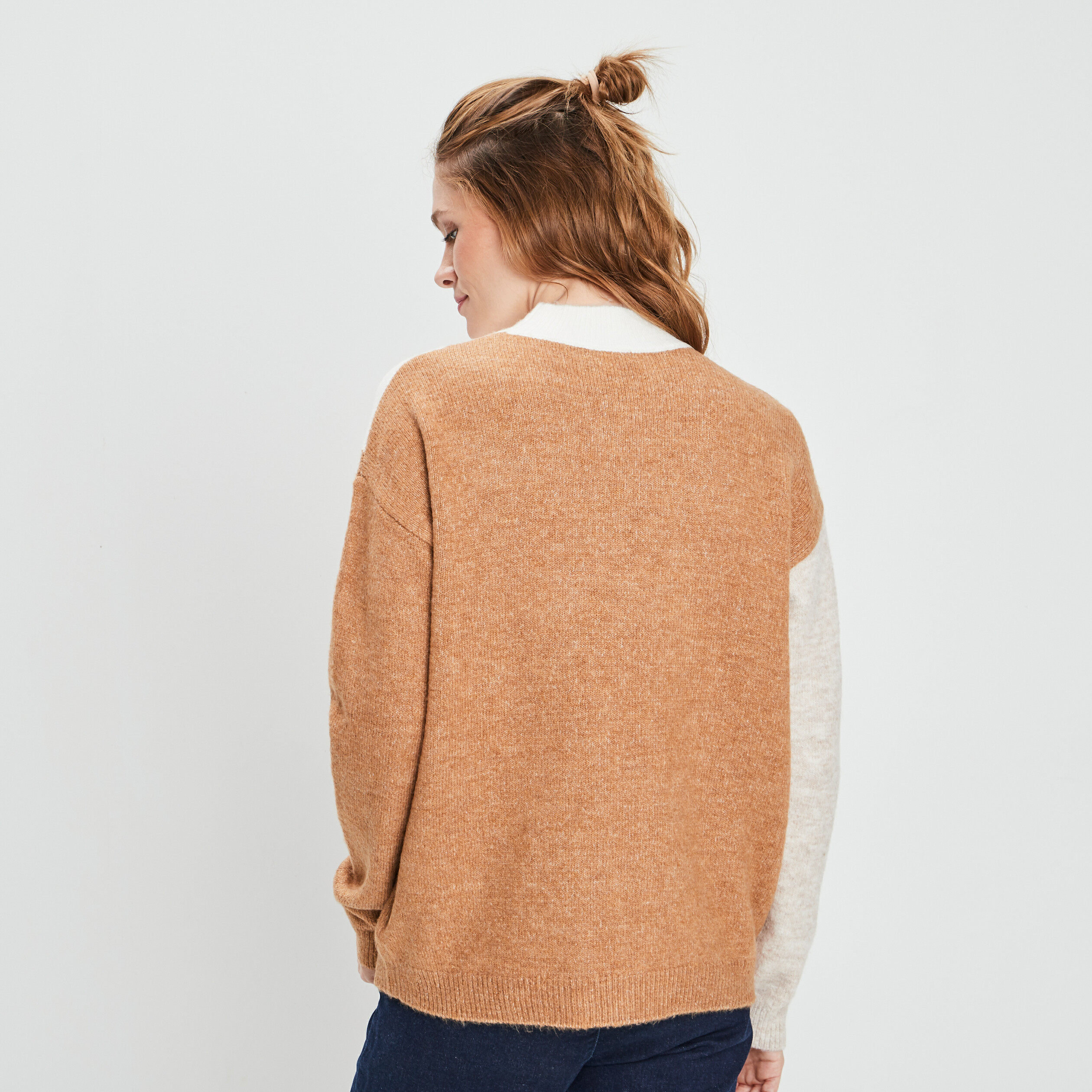 Pull avec col montant sable femme | La Halle
