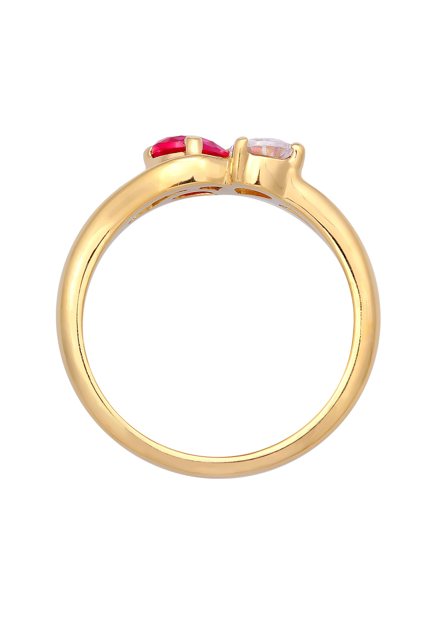 Anello di fidanzamento da donna Elli con simbolo dell'infinito, zirconi cubici e rubino sintetico in argento sterling 925.