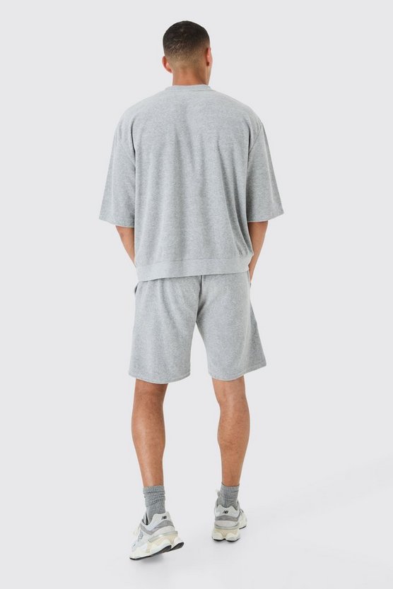 Kurzärmliges kastiges Oversize Frottee Sweatshirt