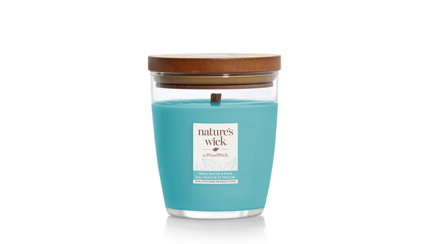 nature's wick Kerze im Glas Mittel Fresh Water & Moss blau