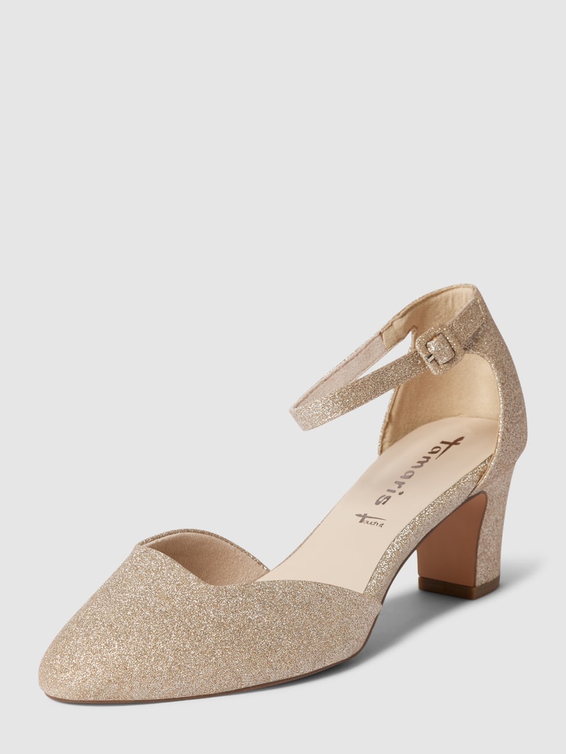 Pumps mit schimmernder Optik in gold