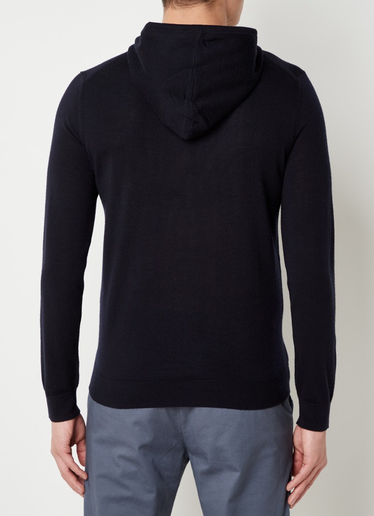 Reiss Fine-knit wool hoodie with melange design