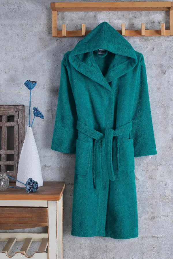 Zeynep Tekstil  Bademantel für junge Männer mit Kapuze aus Baumwolle, Unisex, Kellnergröße