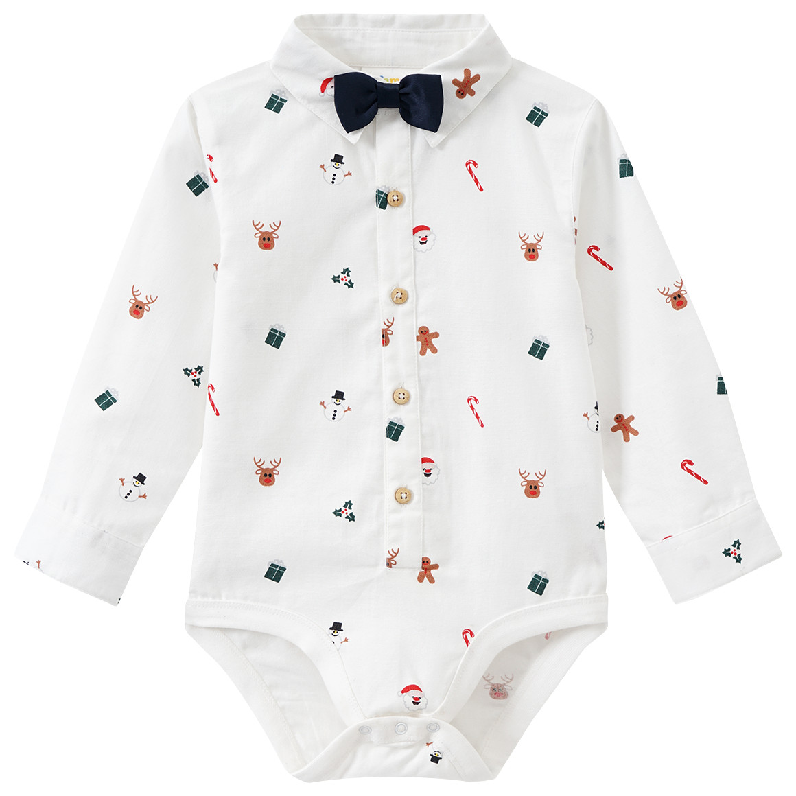 Baby Weihnachtslatzhose und Hemd im Set weiss / hellbraun