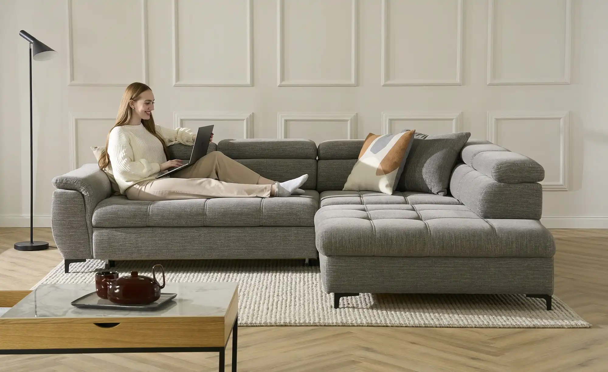 Twist Ecksofa aus Flachgewebe Denvo