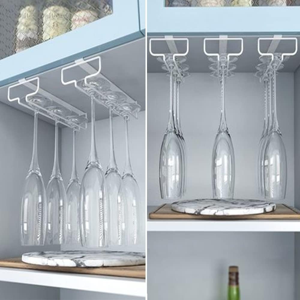 Runxizhou Weinregal Weingläser Halter 2 Stück Unter Dem Schrank Weinglashalter, 2-tlg.