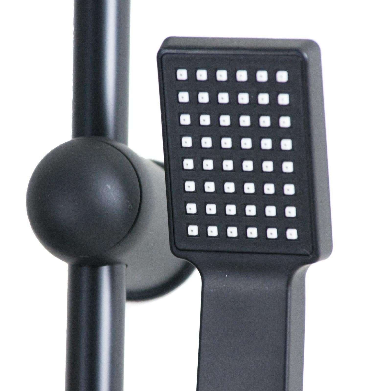 Grafner Duschsystem Grafner® Duschgarnitur mit Regenschauerduschkopf und Handbrause, 1 Strahlart(en), schwarz, Antikalk-Softdüsen