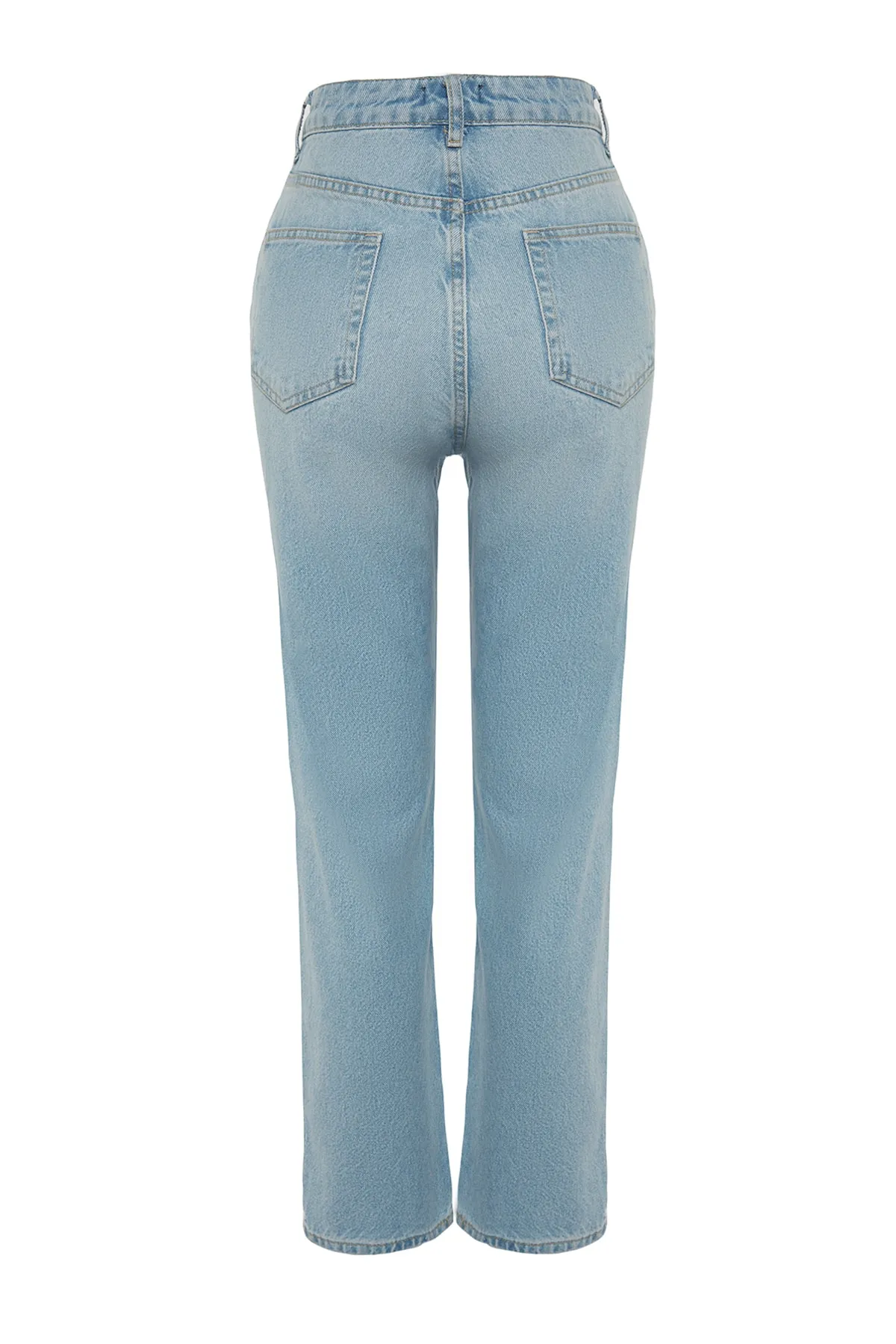 Trendyol Collection  Hellblaue gerade Jeans mit hoher Taille TWOAW24JE00082