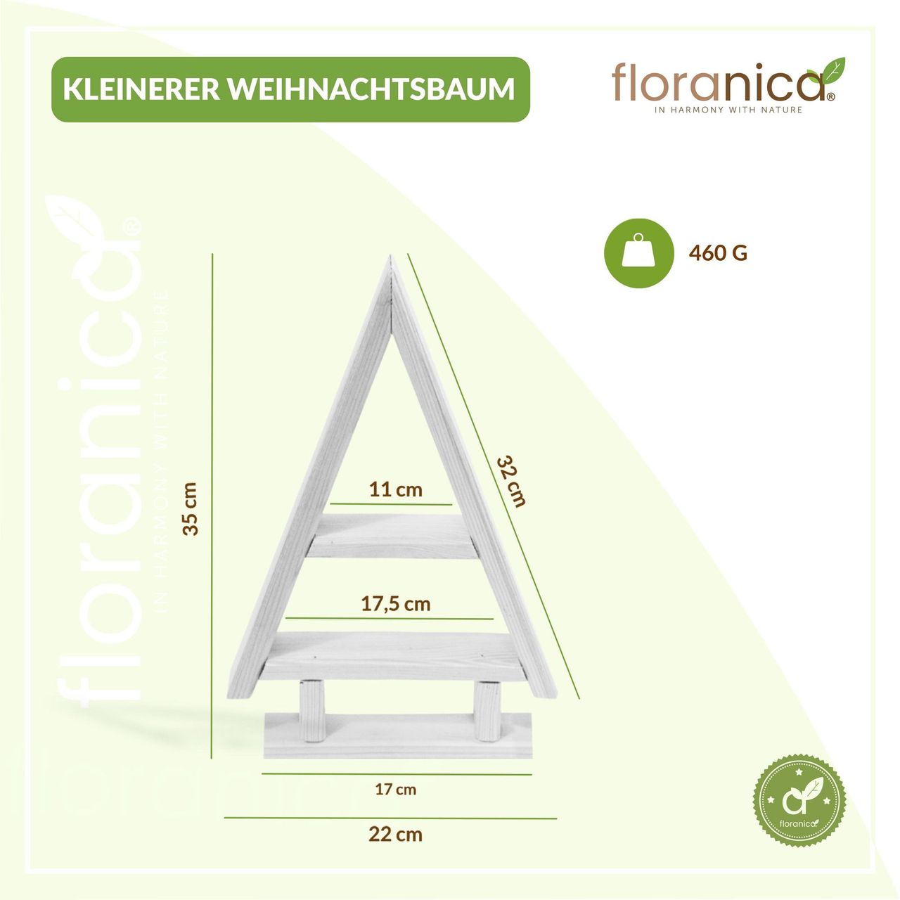 Pemicont Floranica Handgemacht  Holz Baum Weihnachtsbaum Tannenbaum - 2er-Set - Weiß
