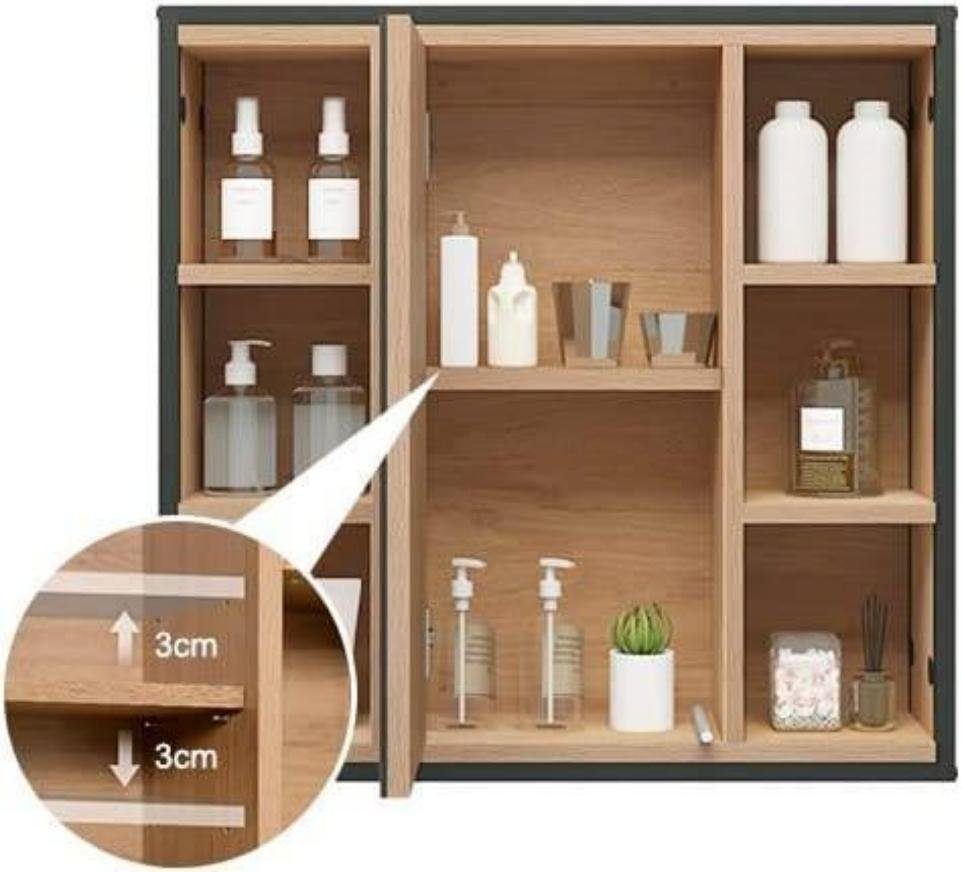 EUGAD Badezimmerspiegelschrank aus Metall Holzwerkstoff, 60 x 58 x 16 cm
