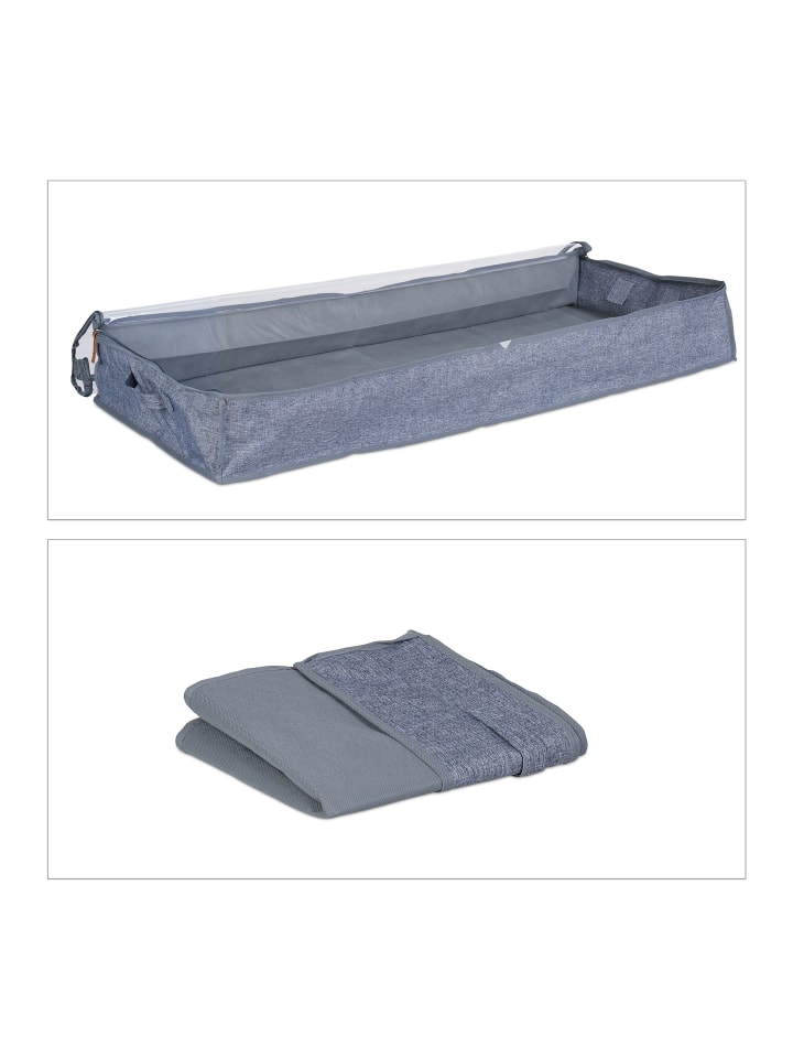 relaxdays 3 x Unterbettkommode in Grau/ Transparent - (B)100 x (H)14 x (T)45 cm günstig kaufen onesize