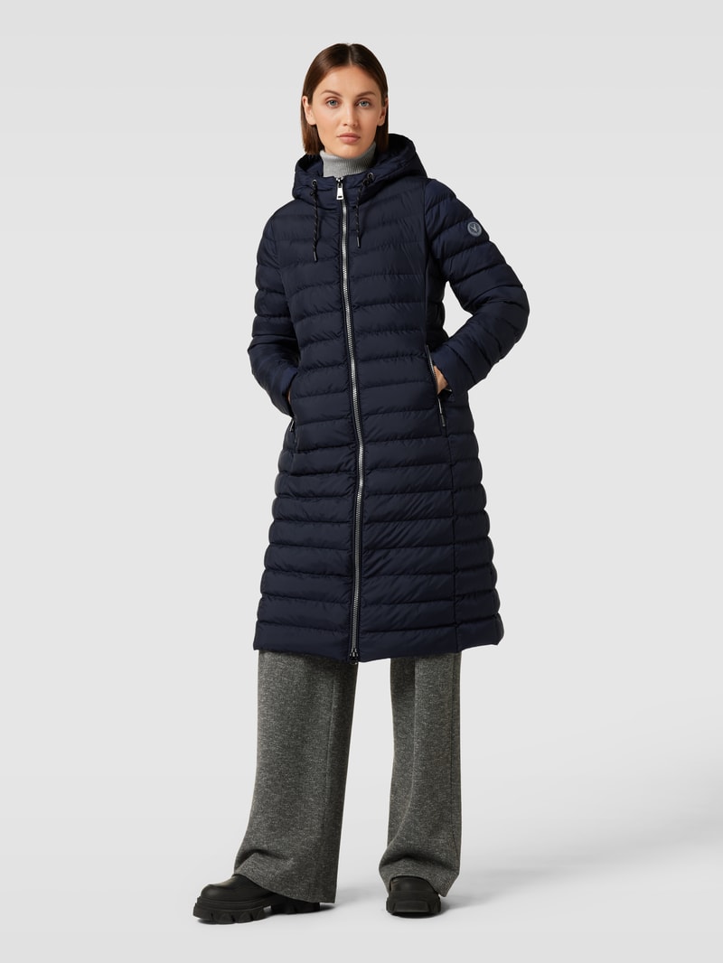 Steppmantel mit Kapuze in marineblau