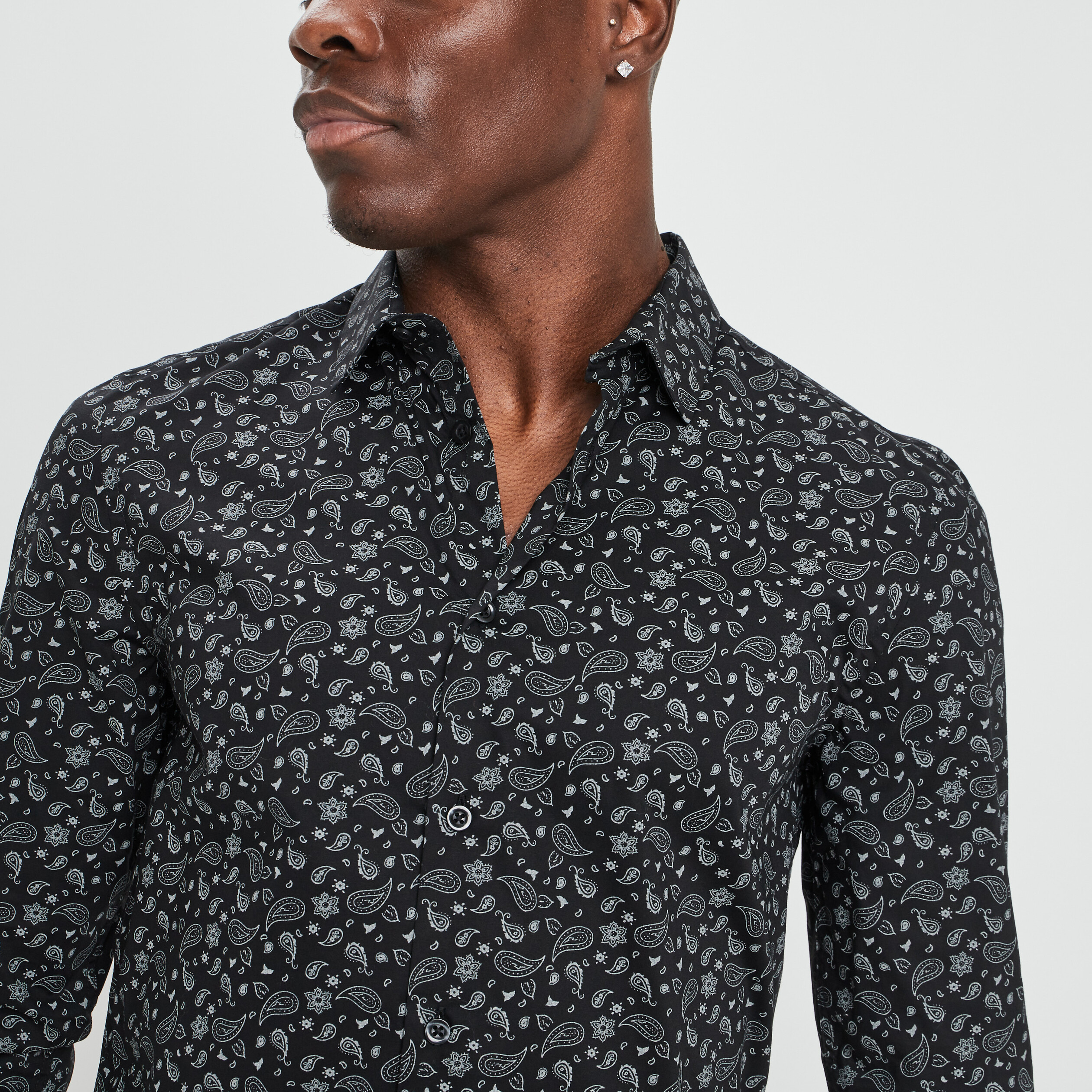 Chemise ajustée manches longues gris foncé homme | La Halle