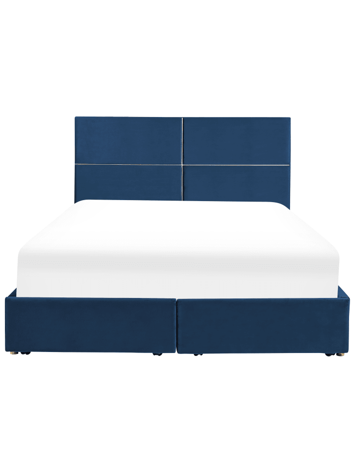 Beliani Doppelbett VERNOYES in Blau/Gold - (W) 188 x (H) 120 x (L) 214 cm günstig kaufen onesize