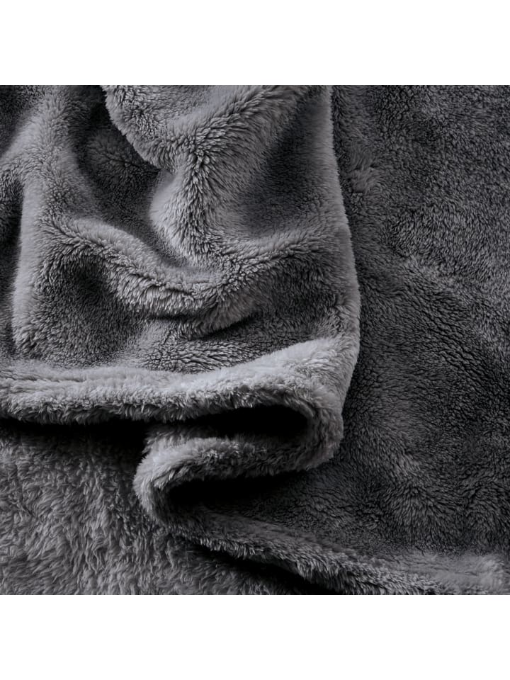 Erwin Müller Fleece Wohndecke XXL mit Ärmeln Foggia in grau günstig kaufen 150 x 220 cm