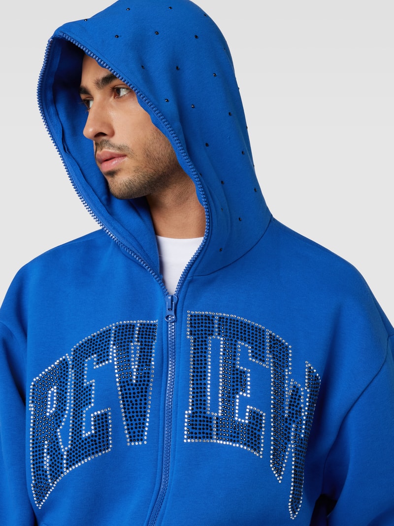 Oversized Sweatjacke mit Paillettenbesatz in royalblau