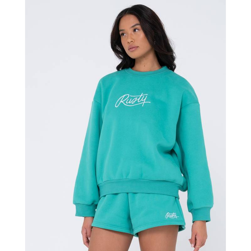 RUSTY RUSTY SCRIPT OVERSIZE CREW NECK FLEECE Rundhalspullover Damen
