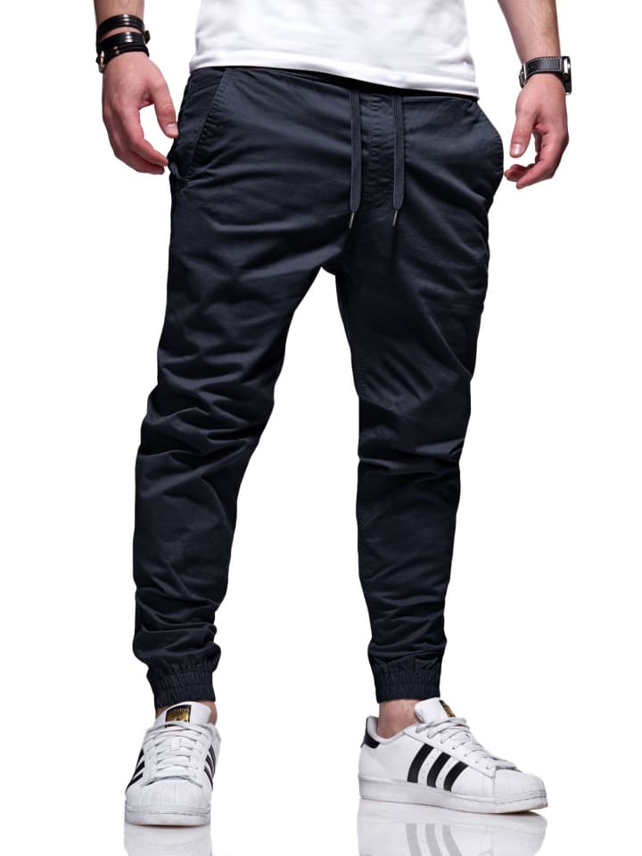 behype Chinohose - BHFORLI Jogger Chino Jeans Hose Stoffhose in Navy günstig kaufen