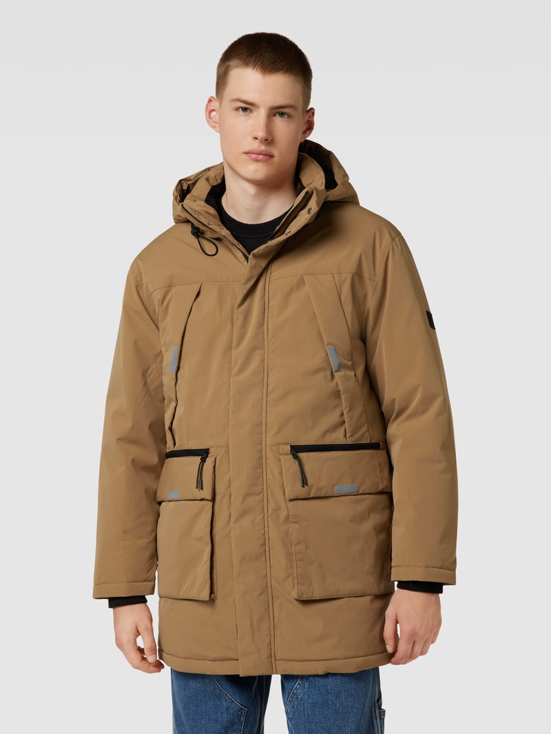 Parka mit abenhmbarer Kapuze in beige