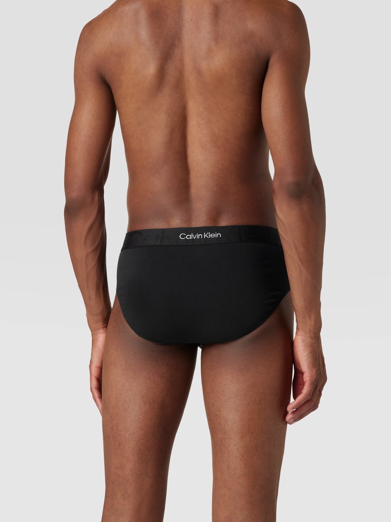 Slip mit Logo-Bund Modell 'Brief' in schwarz