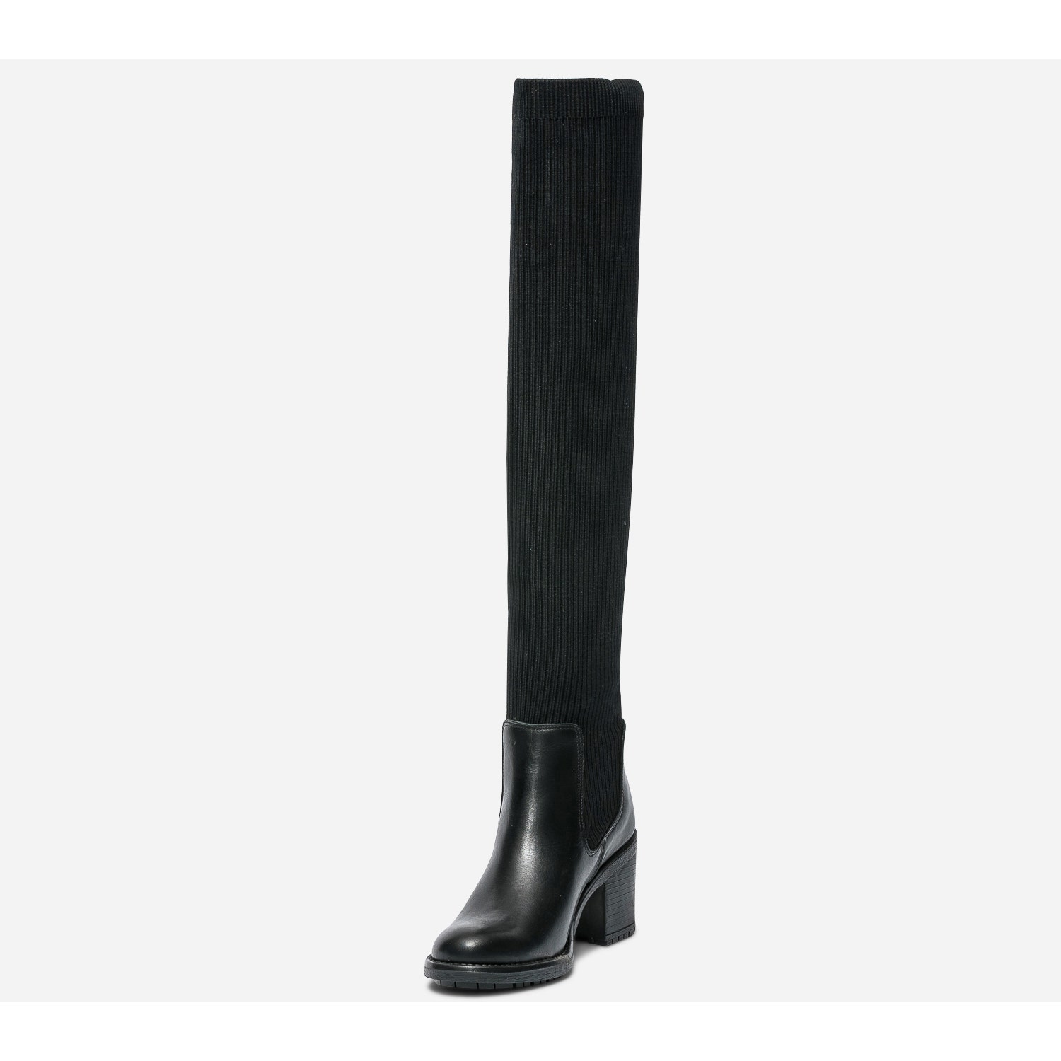Botte chaussette en cuir noir